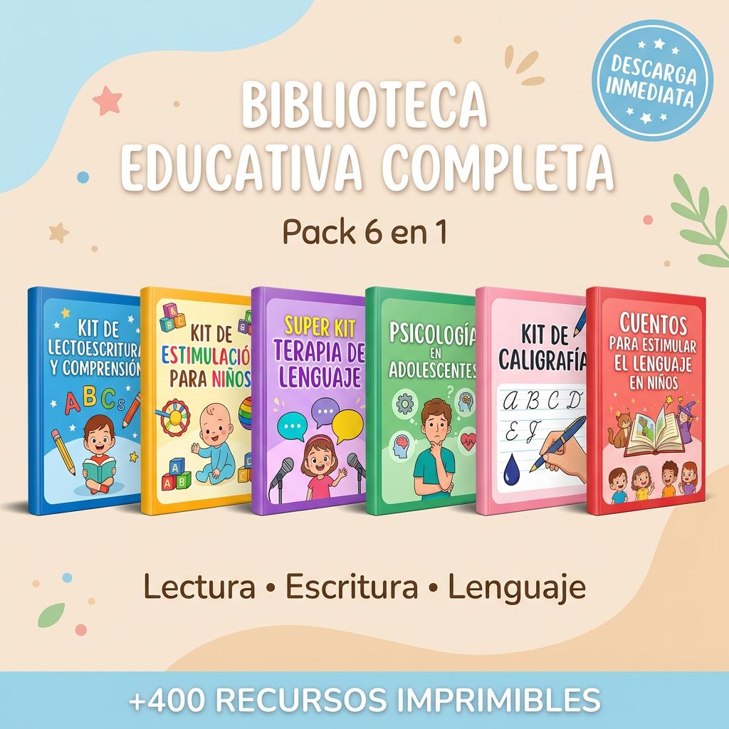 Biblioteca Educativa Completa: +400 Recursos para Aprendizaje y Desarrollo Infantil y Adolescente.